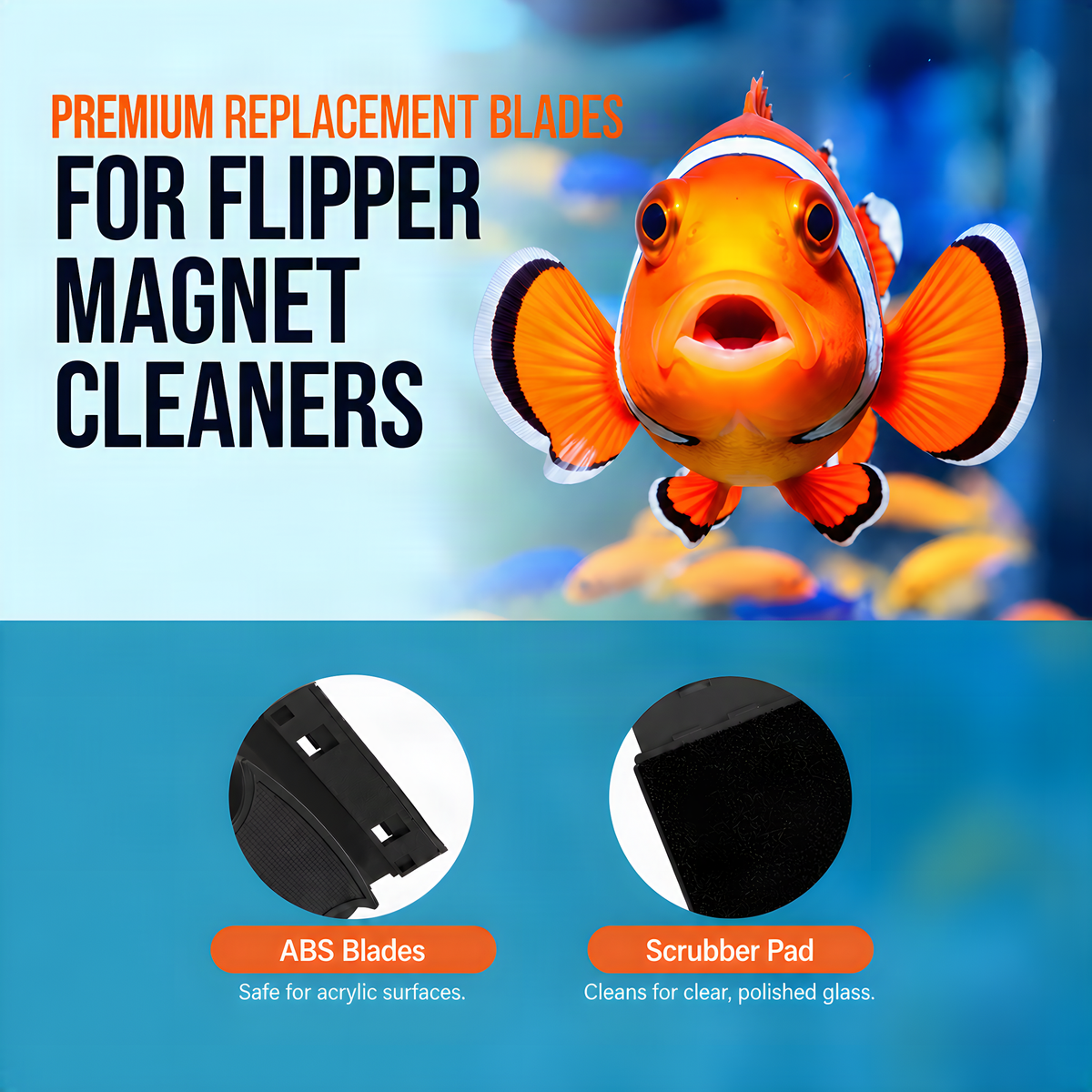 Flipper Aquarium Products Flipper Standard ABS Replacement Blades 3 Pack - Acrylic Tanks Replacement Blades