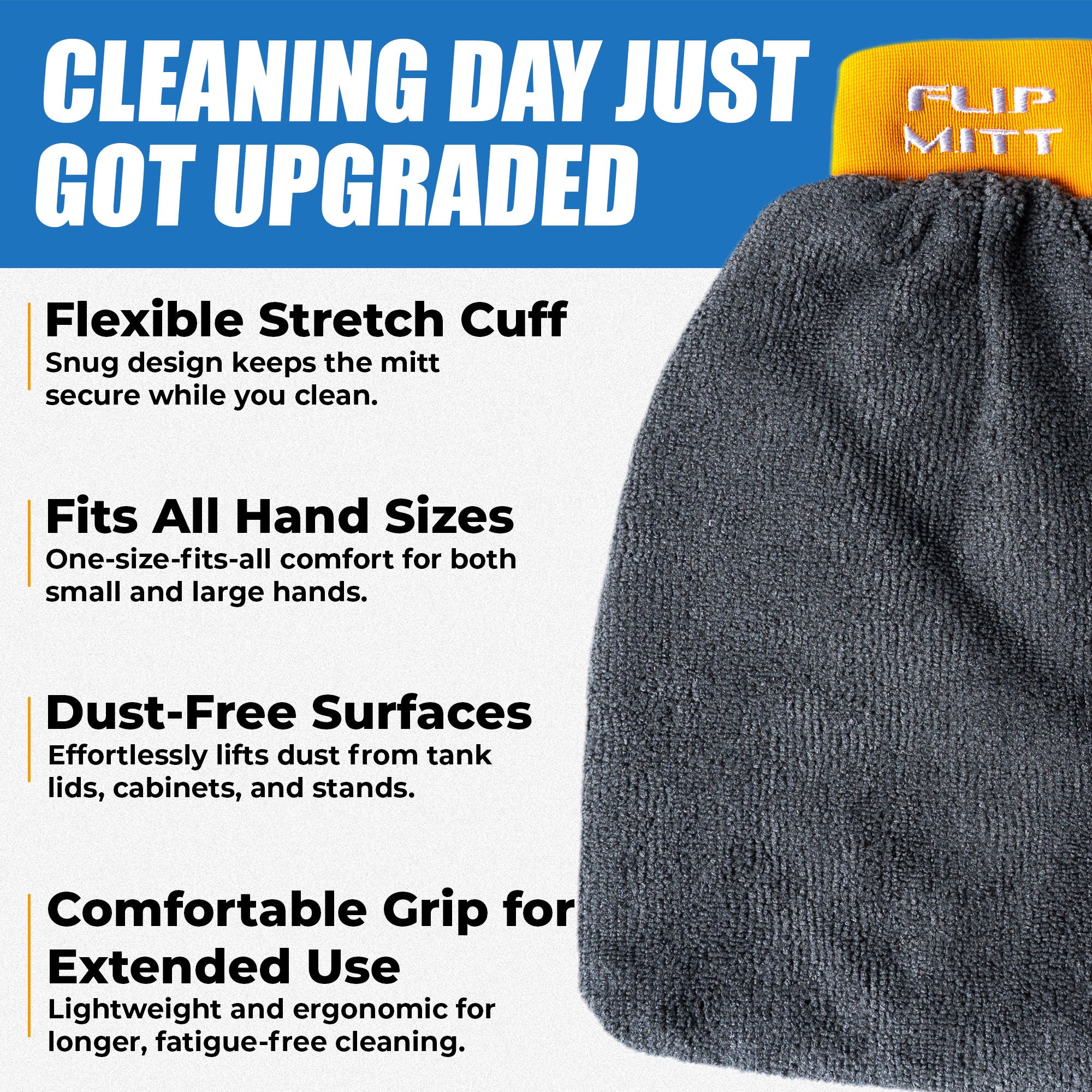 Flipper Aquarium Products Flipper 2-in-1 Microfiber Aquarium Cleaning Mitt 1 Pack Flipper Accessories