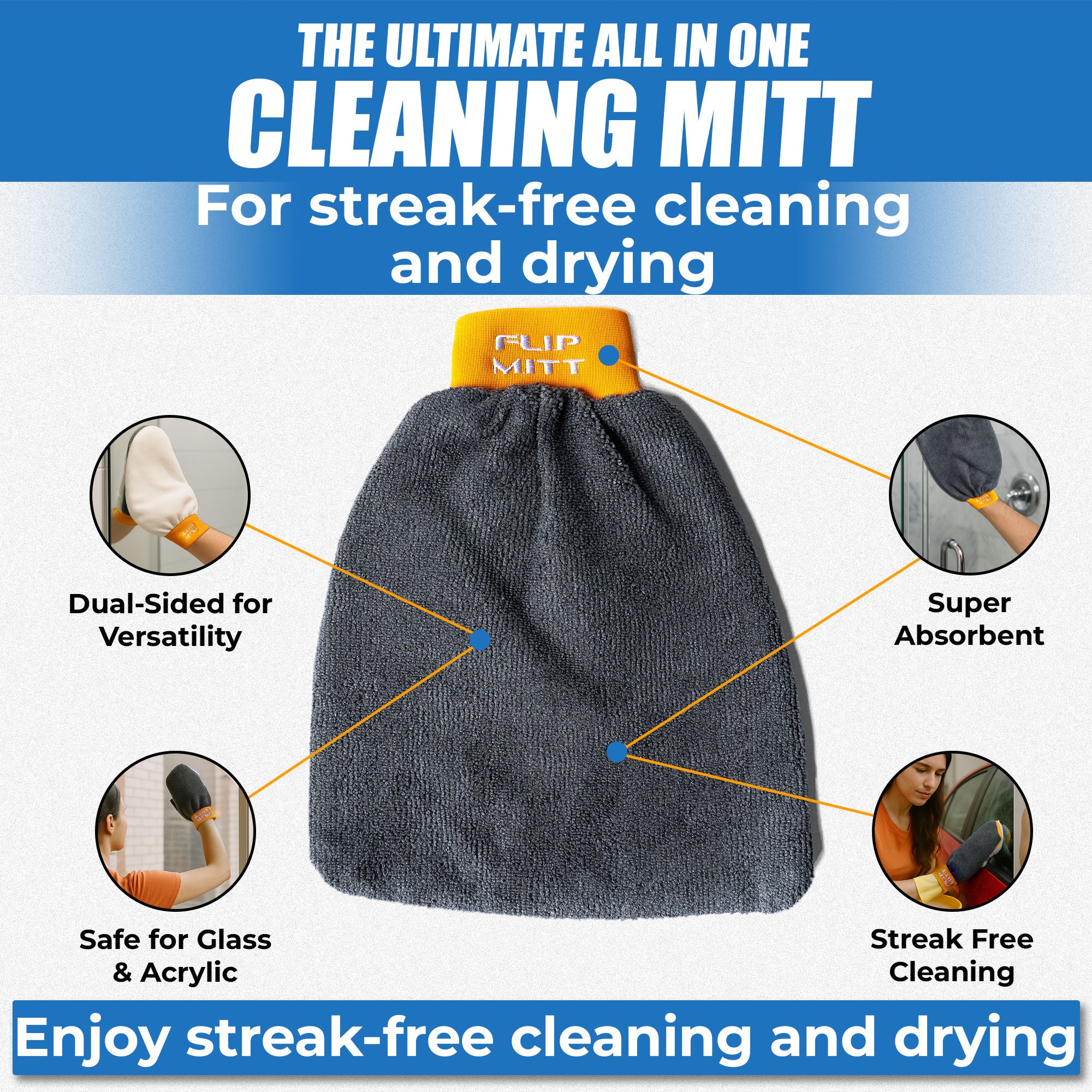 Flipper Aquarium Products Flipper 2-in-1 Microfiber Aquarium Cleaning Mitt 1 Pack Flipper Accessories