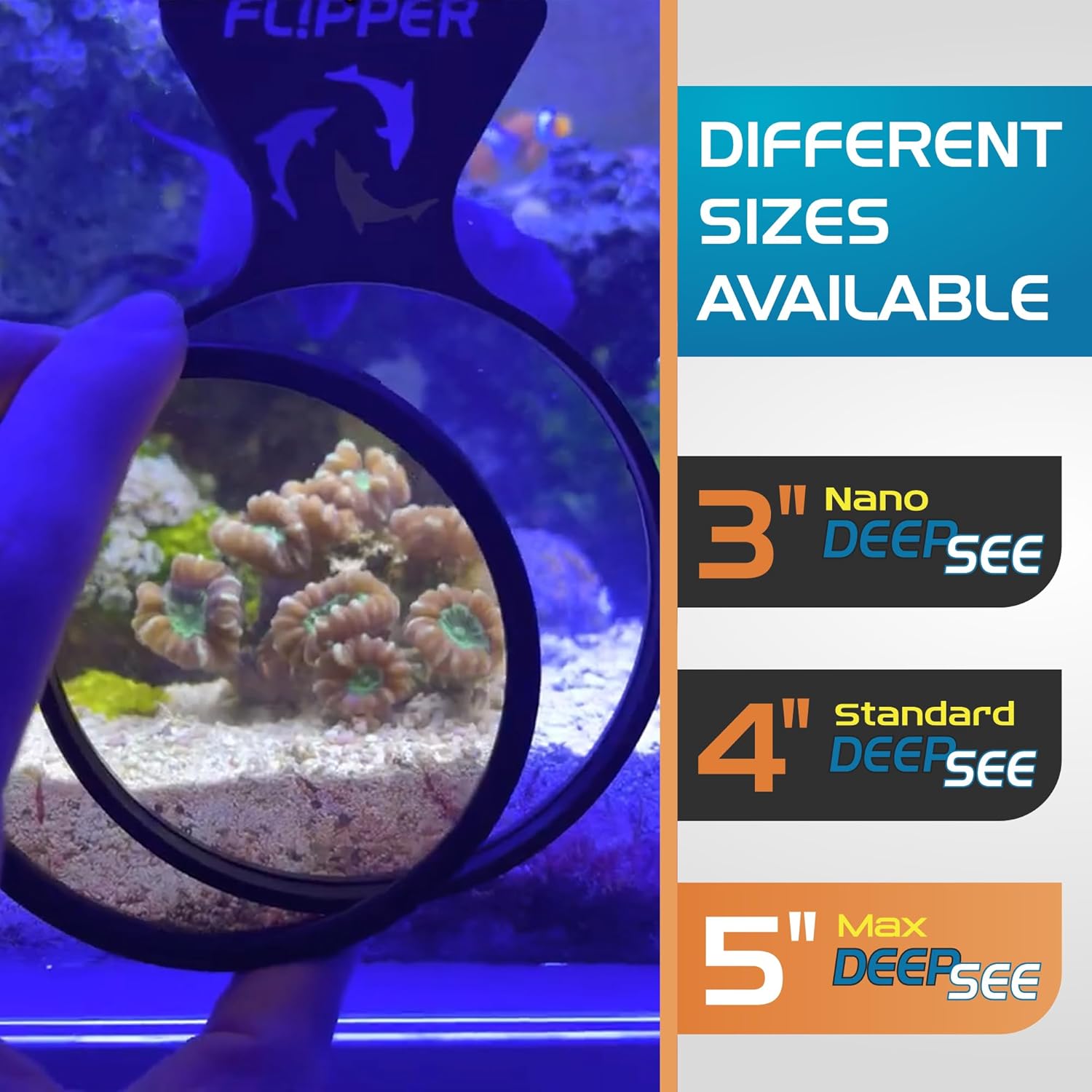 Flipper Aquarium Products DeepSee Viewer Black Max 5" - Orange Filter Aquarium Viewer