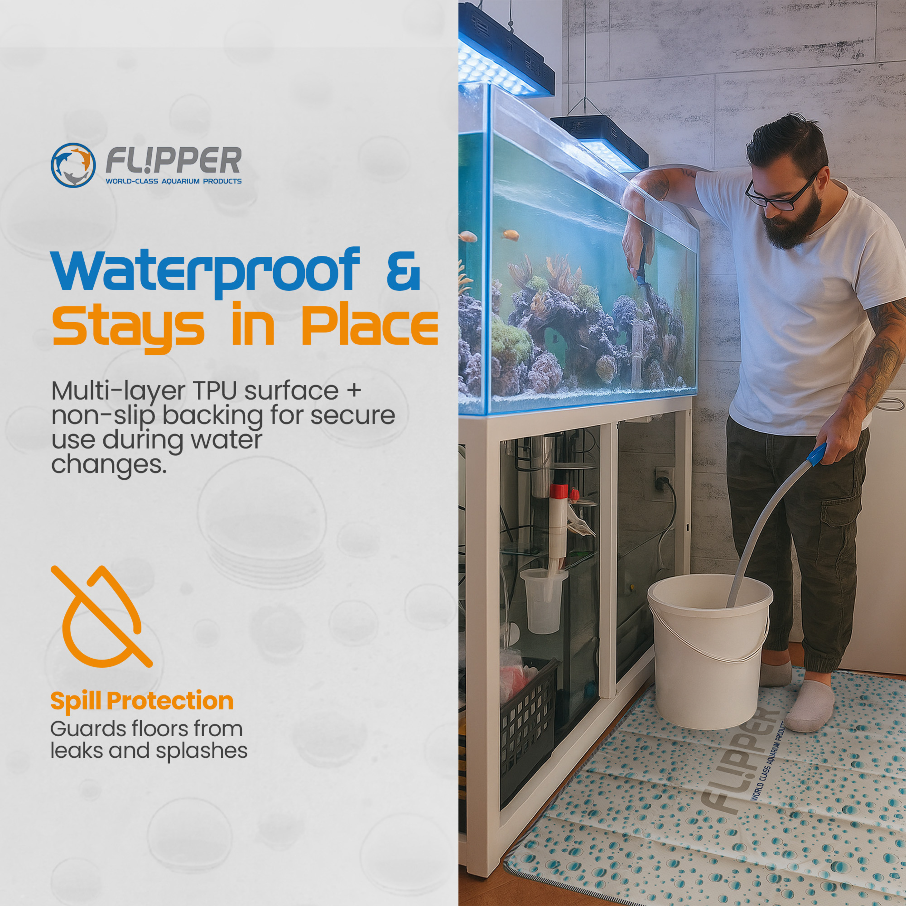 Flipper Aquarium Products Flipper Aquarium Splash Mat Aquarium Cleaning Supplies