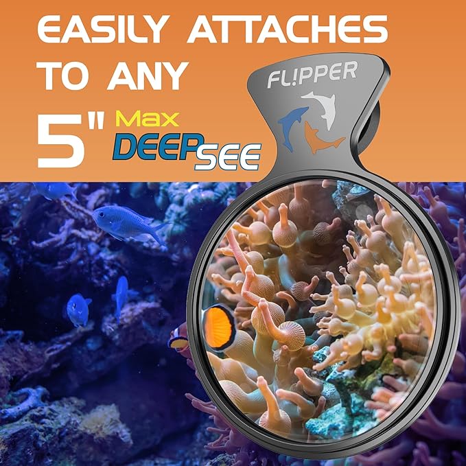 Flipper Aquarium Products DeepSee Viewer Black Max 5" - Orange Filter Aquarium Viewer