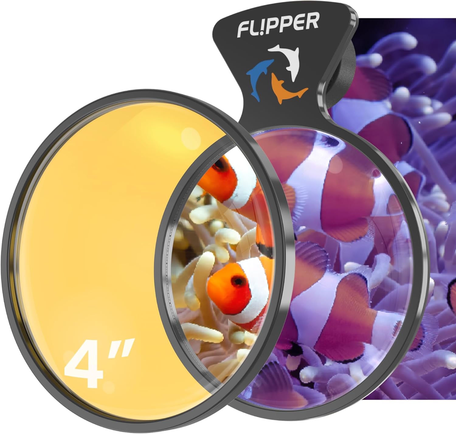 Flipper Aquarium Products DeepSee Viewer Black 4" - Orange Filter Aquarium Viewer