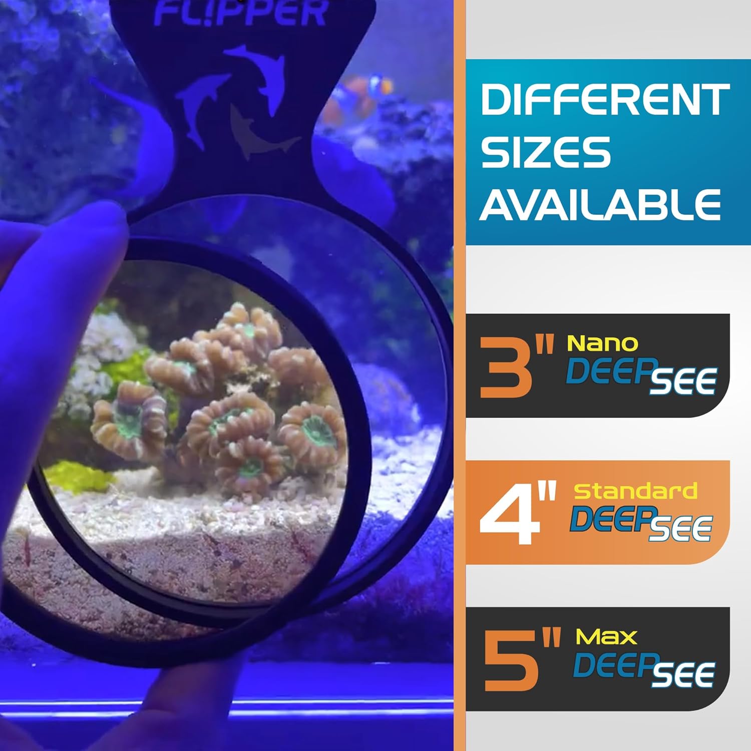 Flipper Aquarium Products DeepSee Viewer Black 4" - Orange Filter Aquarium Viewer