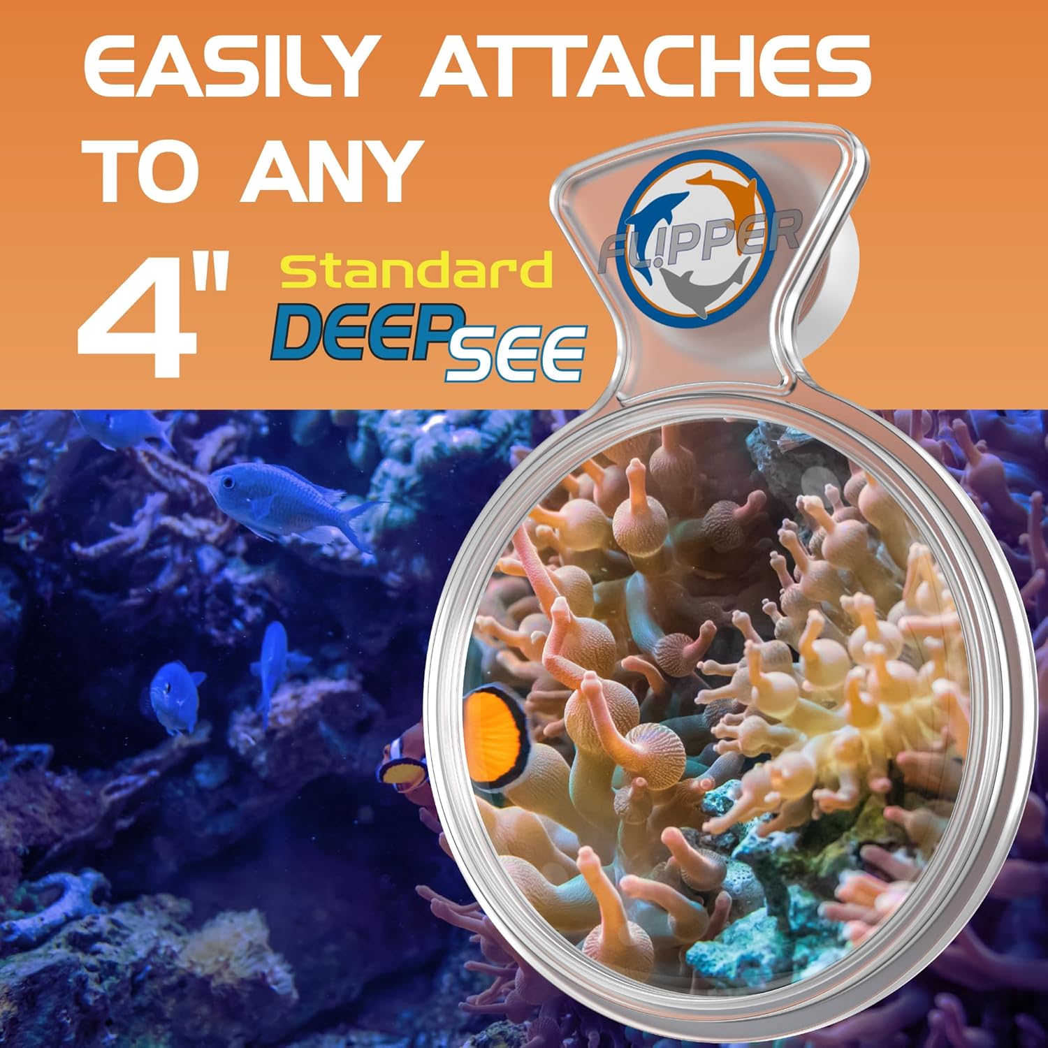Flipper Aquarium Products DeepSee Viewer Clear 4" - Orange Filter