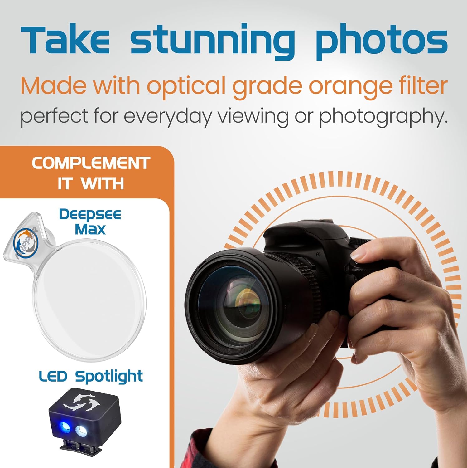 Flipper Aquarium Products DeepSee Viewer Clear Max 5" - Orange Filter