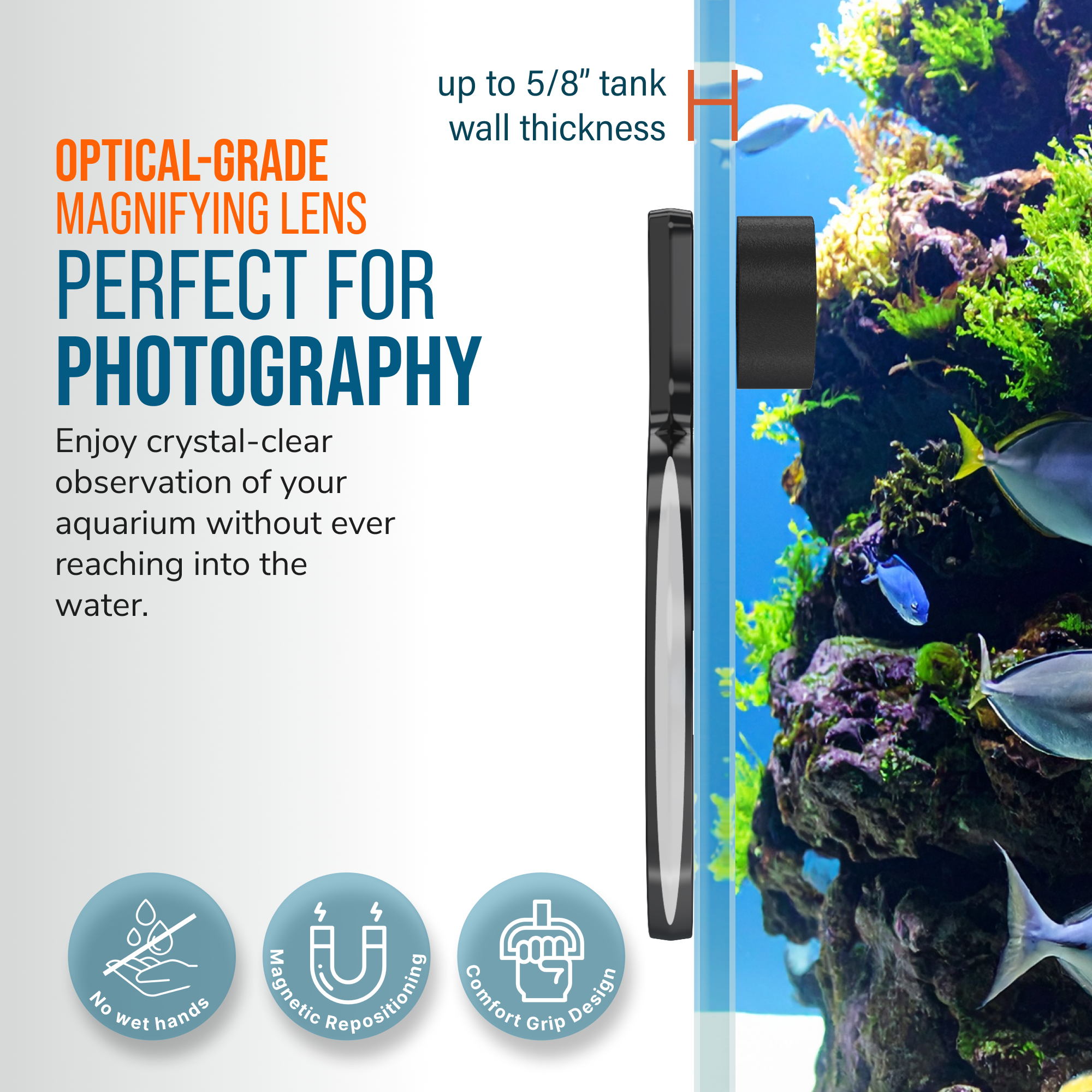 Flipper Aquarium Products DeepSee Viewer Black Max 5" Aquarium Viewer