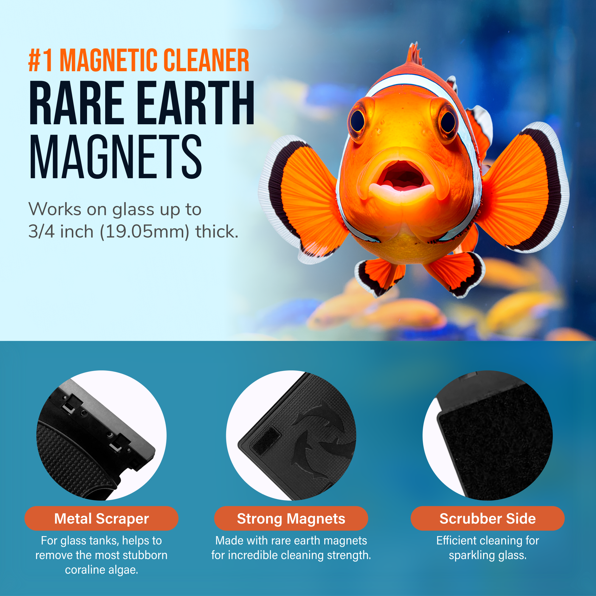 Flipper Aquarium Products Flipper MAX FLOAT 2 in 1 Magnetic Aquarium Algae Cleaner Scrubber