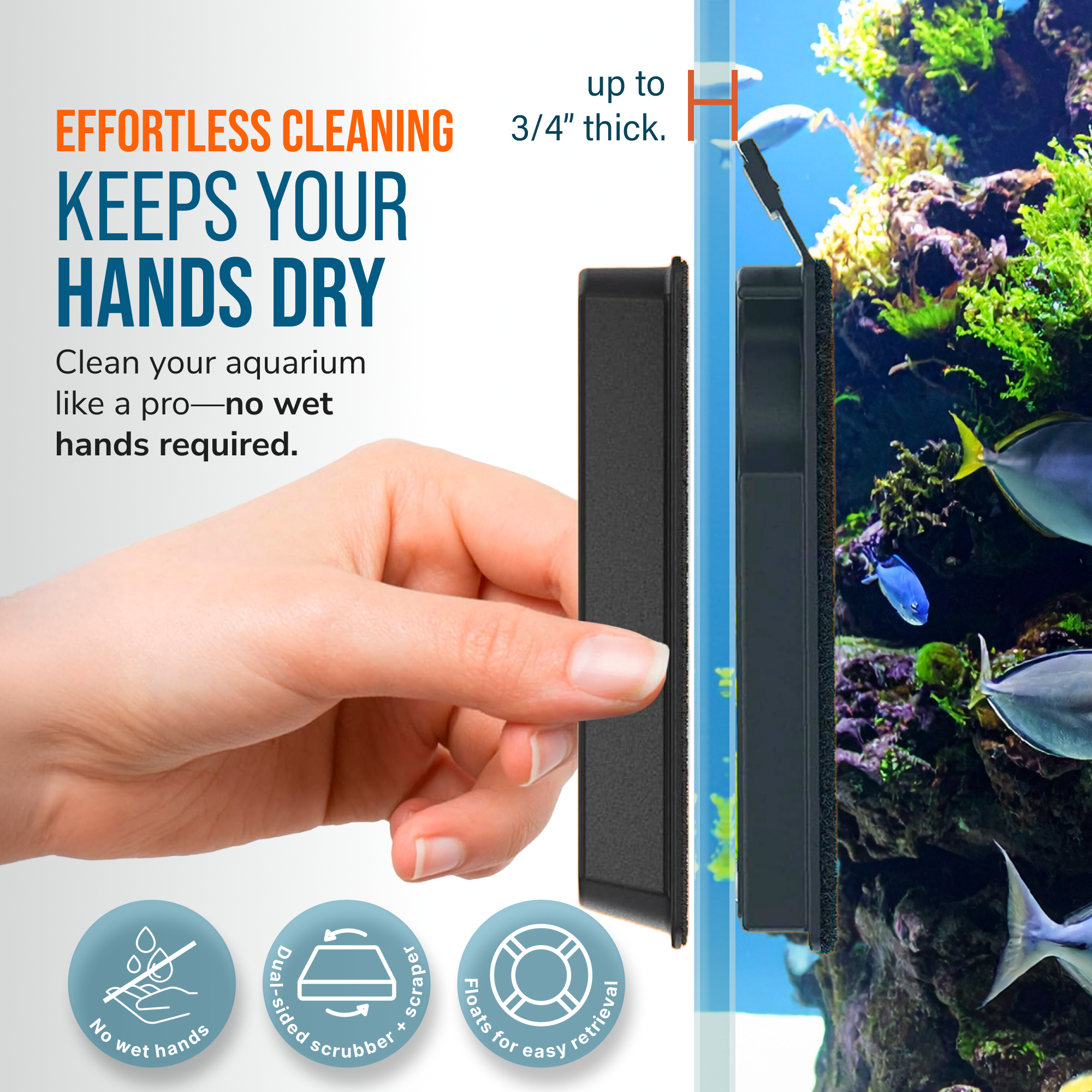 Flipper Aquarium Products Flipper MAX FLOAT 2 in 1 Magnetic Aquarium Algae Cleaner Scrubber