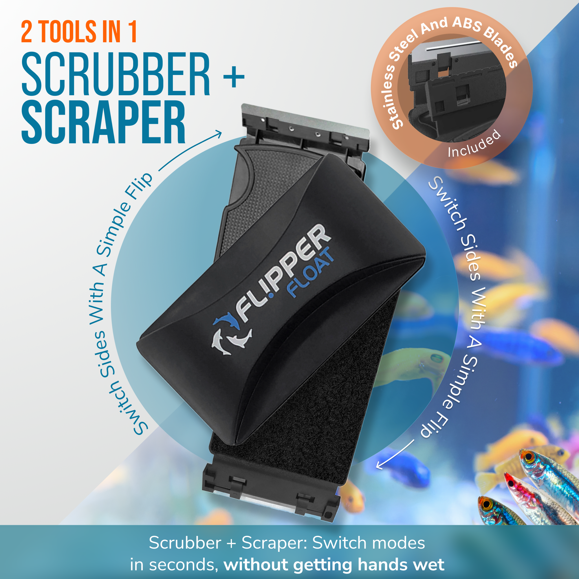 Flipper Aquarium Products Flipper FLOAT 2 in 1 Magnetic Aquarium Algae Cleaner (Standard) Scrubber