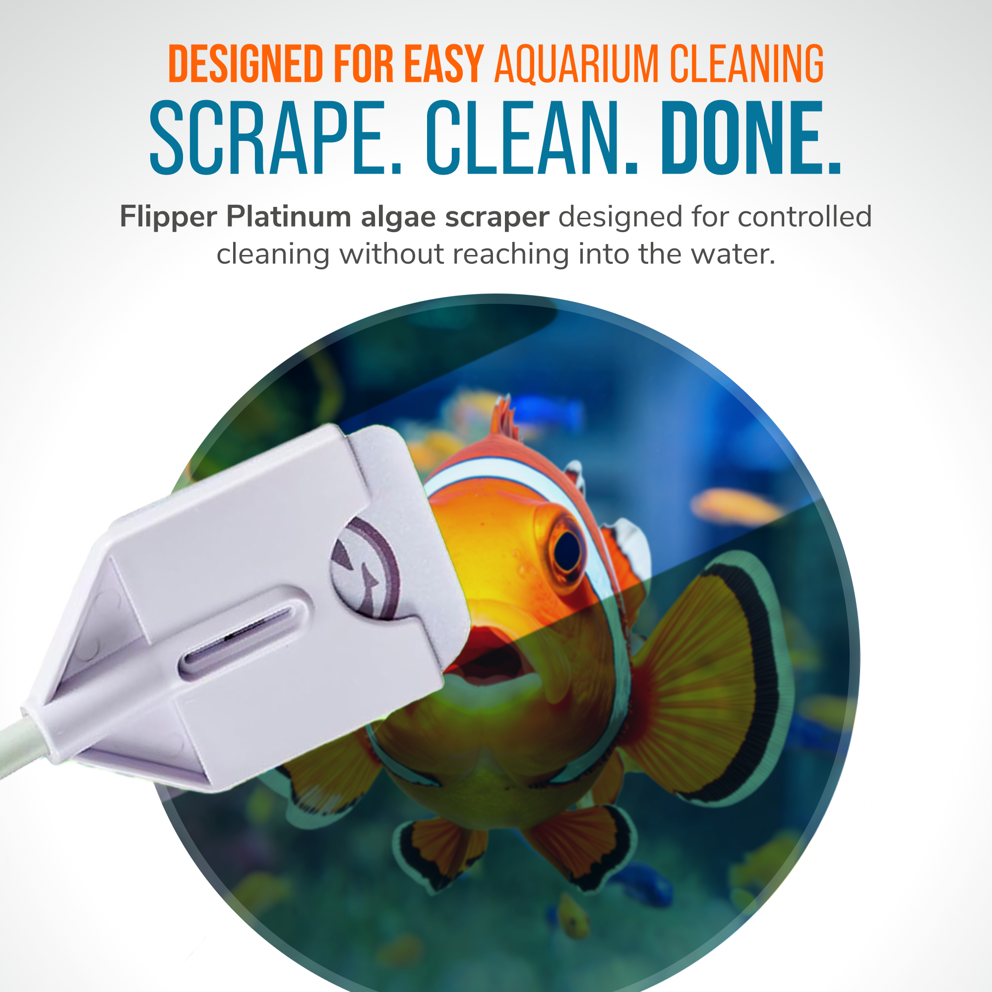 Flipper Aquarium Products Flipper Platinum NANO Aquarium Algae Scraper 12" Hand Held Scraper