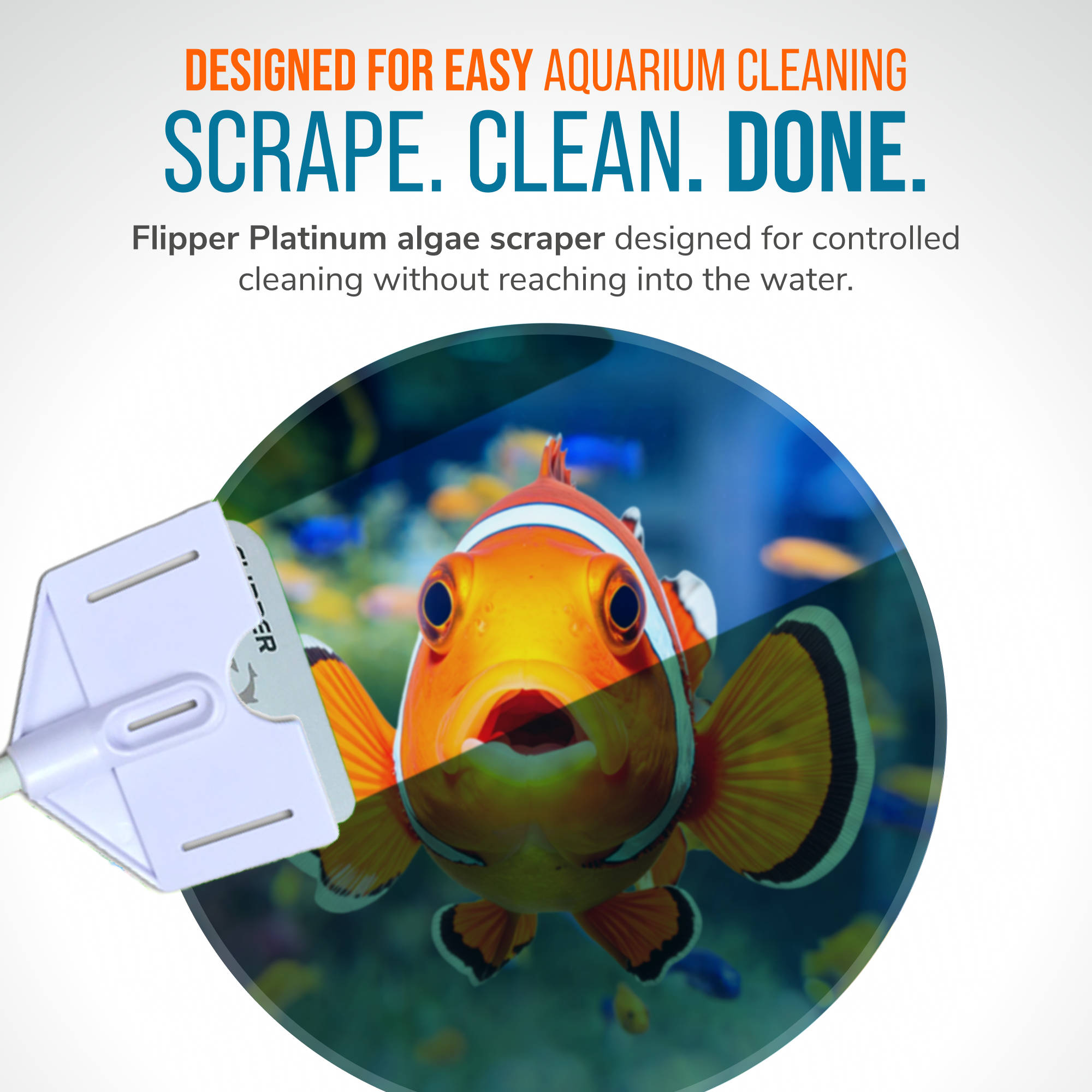 Flipper Aquarium Products Flipper Platinum Aquarium Algae Scraper - 28" Hand Held Scraper