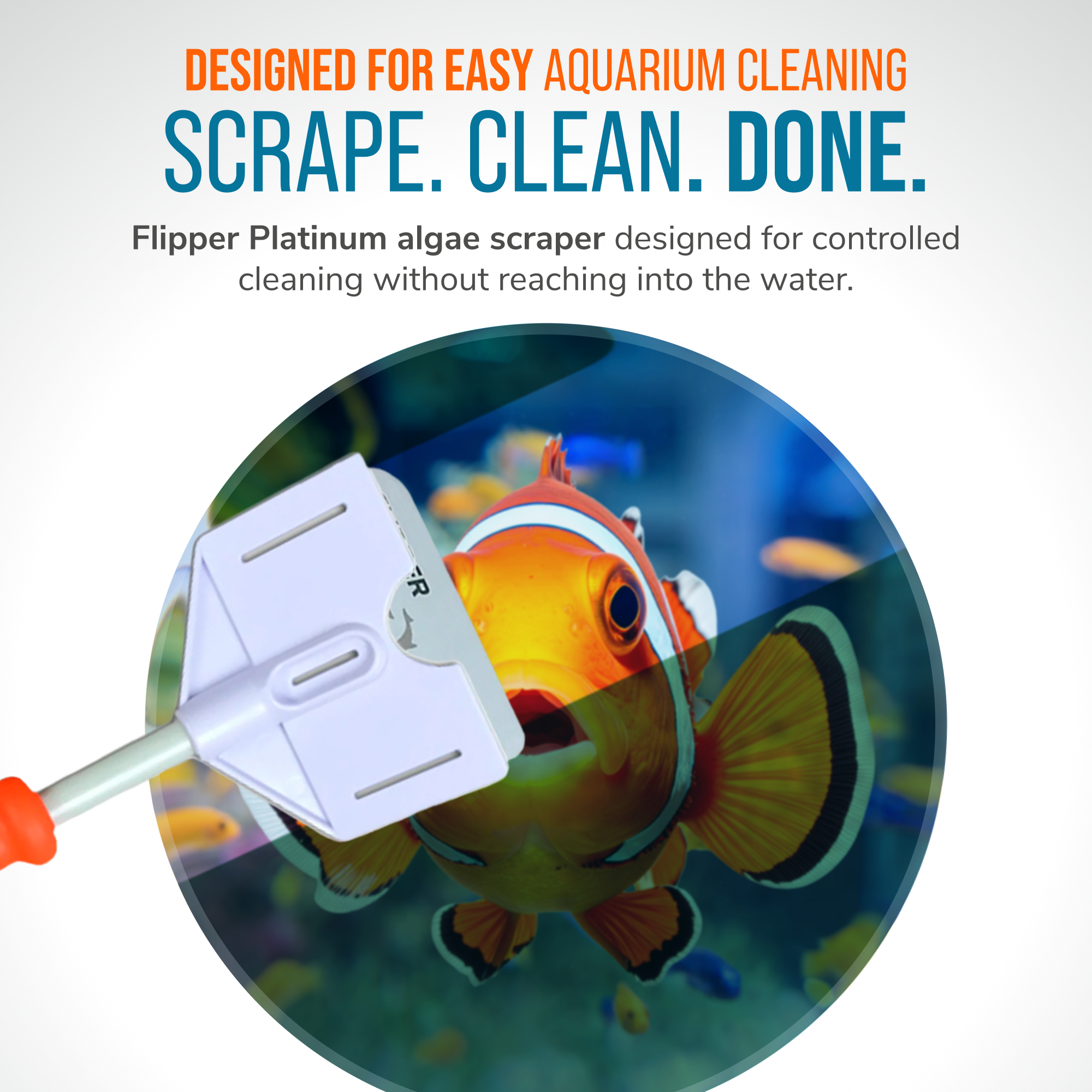 Flipper Aquarium Products Flipper Platinum Aquarium Algae Scraper - 10" Hand Held Scraper