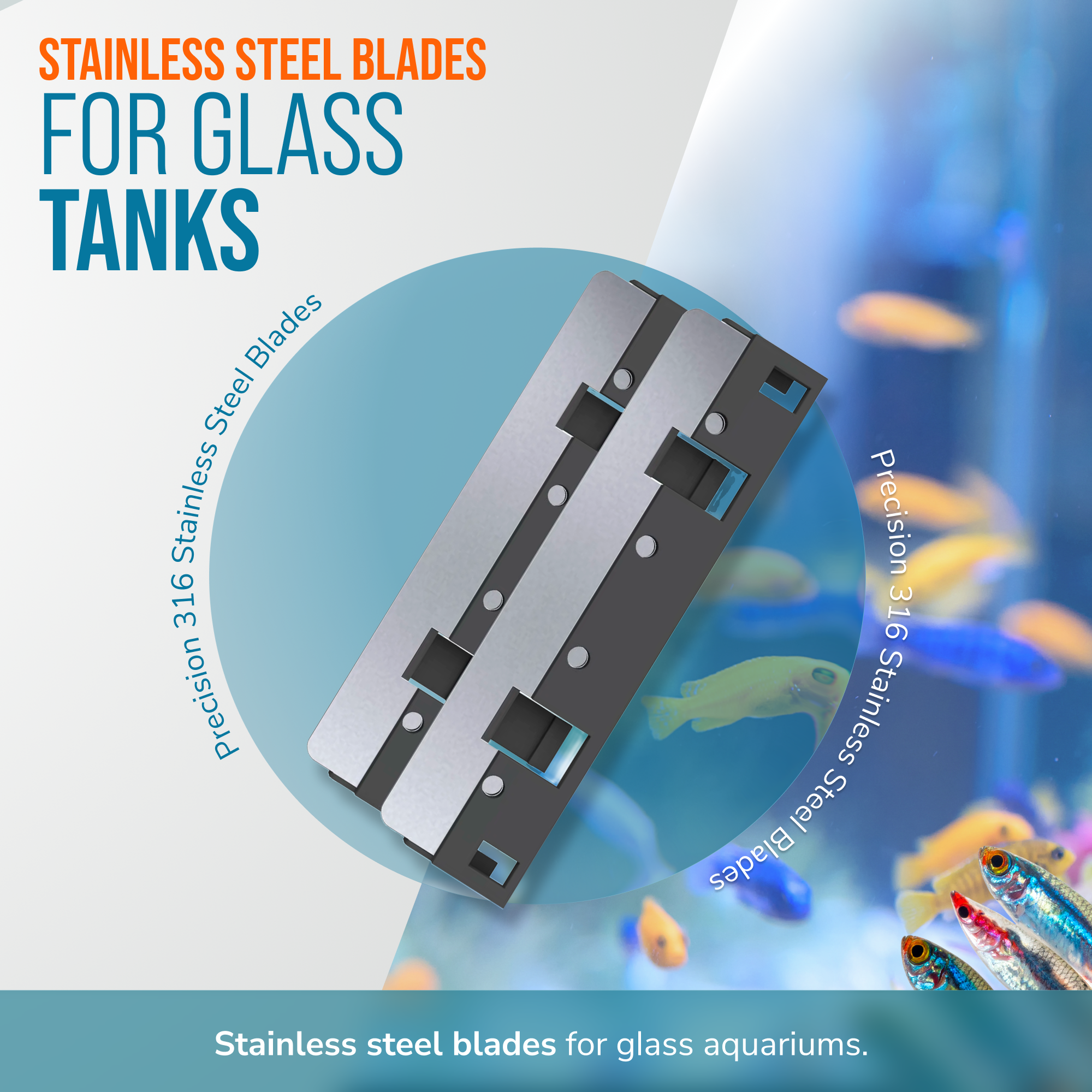 Flipper Aquarium Products Flipper Nano Aquarium Cleaner Stainless Steel Replacement Blades 2 Pack Replacement Blades