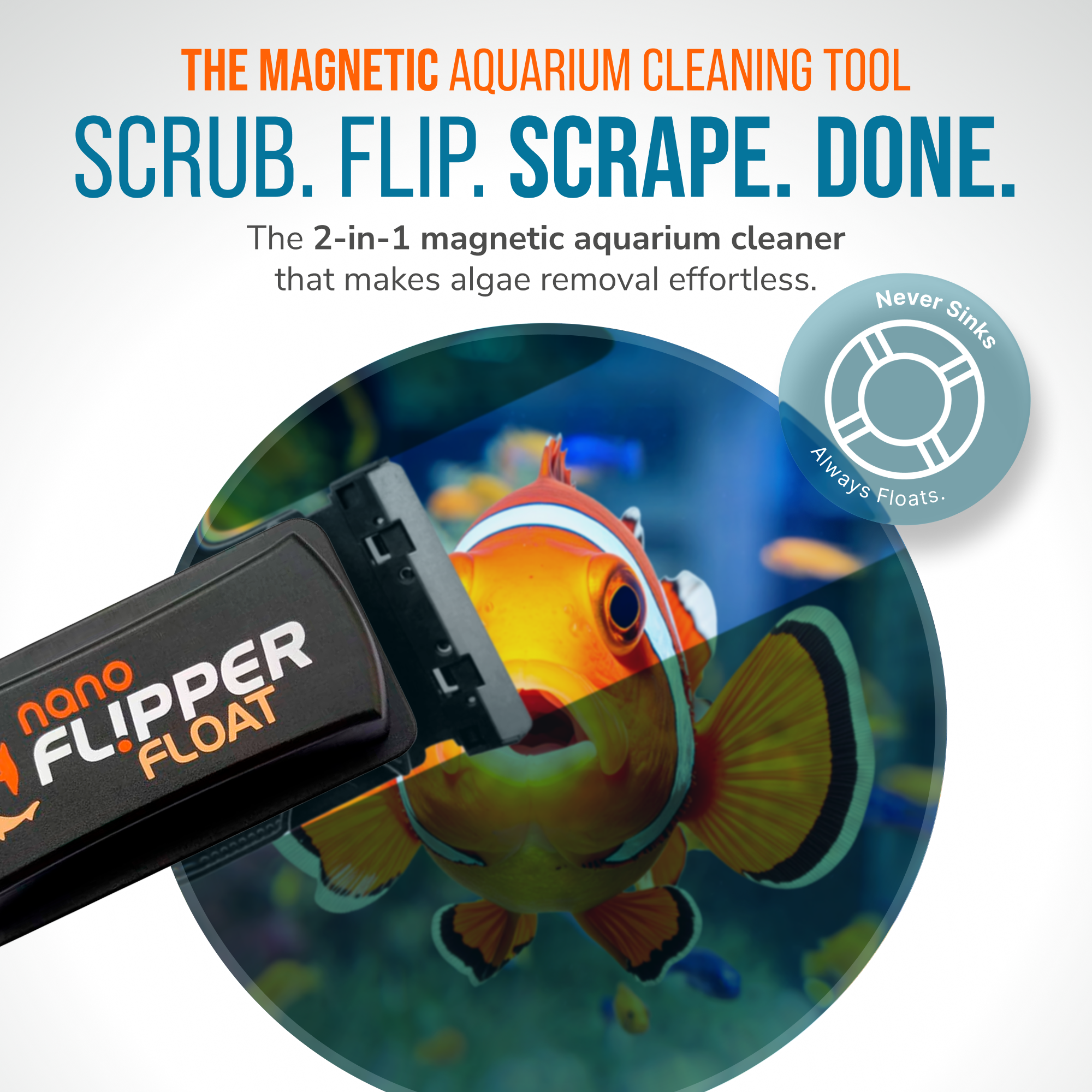 Flipper Aquarium Products Flipper NANO FLOAT 2 in 1 Magnetic Aquarium Algae Cleaner Scrubber