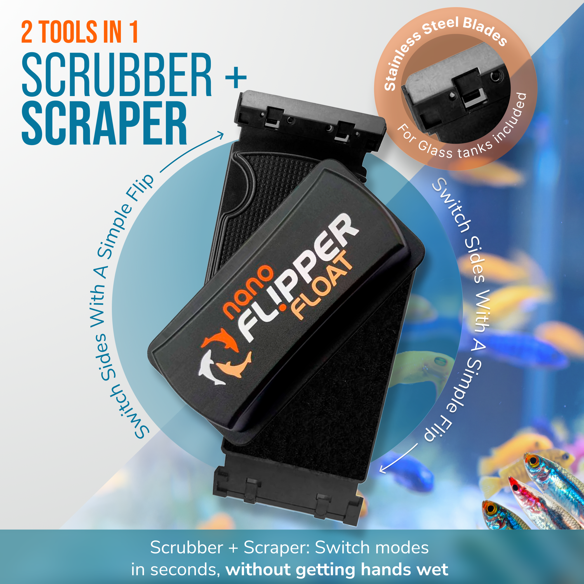 Flipper Aquarium Products Flipper NANO FLOAT 2 in 1 Magnetic Aquarium Algae Cleaner Scrubber