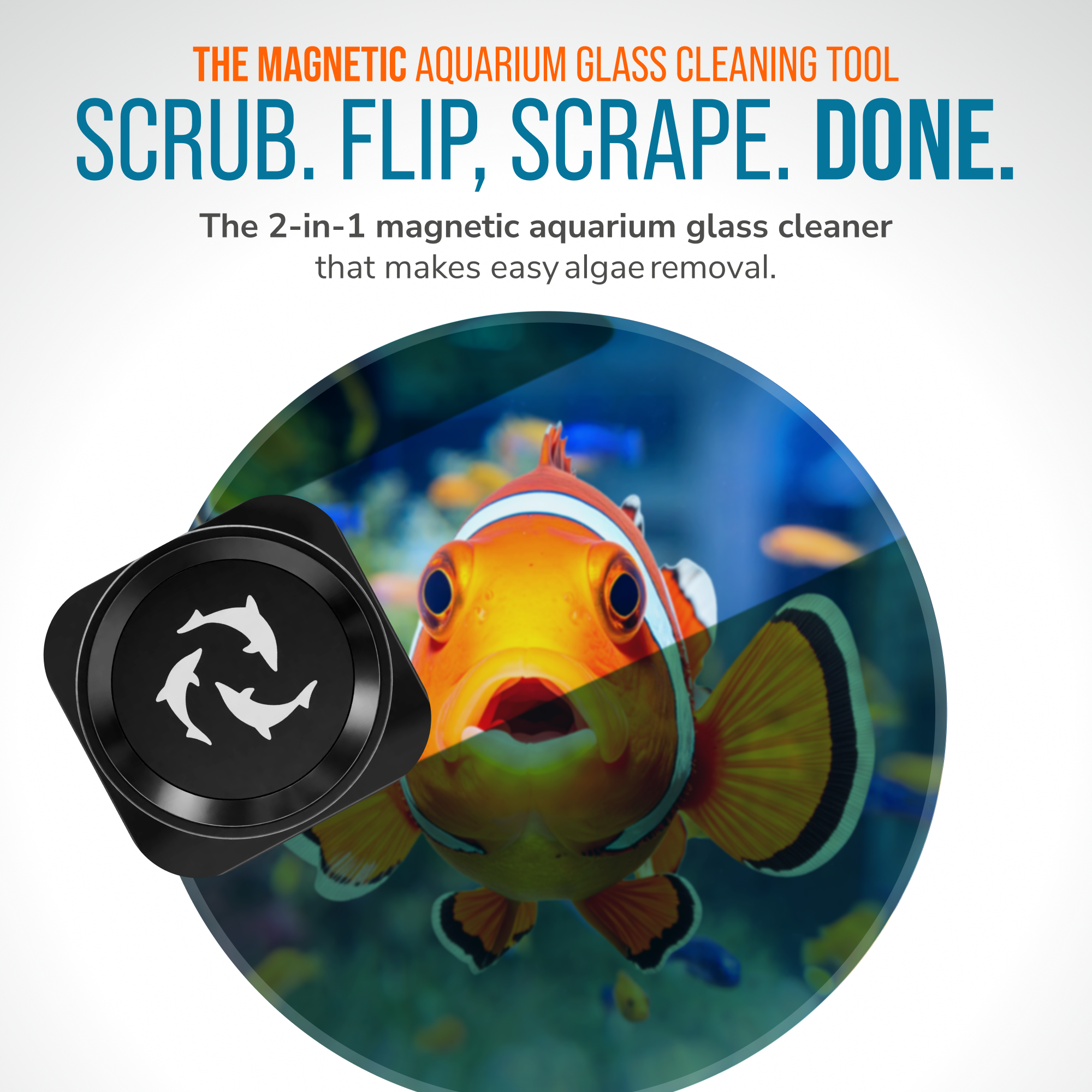 Flipper Aquarium Products Flipper Pico Black 2-in-1 Aquarium Magnet Cleaner Scrubber