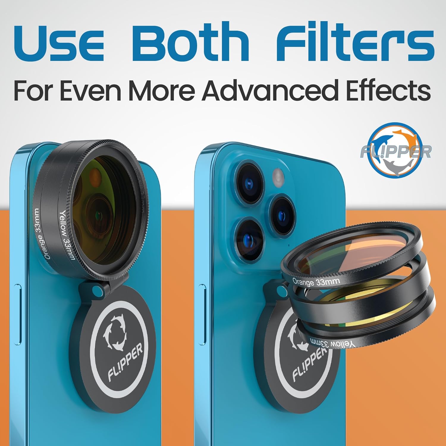 Flipper Aquarium Products Flipper Flip-Kick Phone Filter Aquarium Reef Lens with Orange and Yellow Lenses Aquarium Viewer