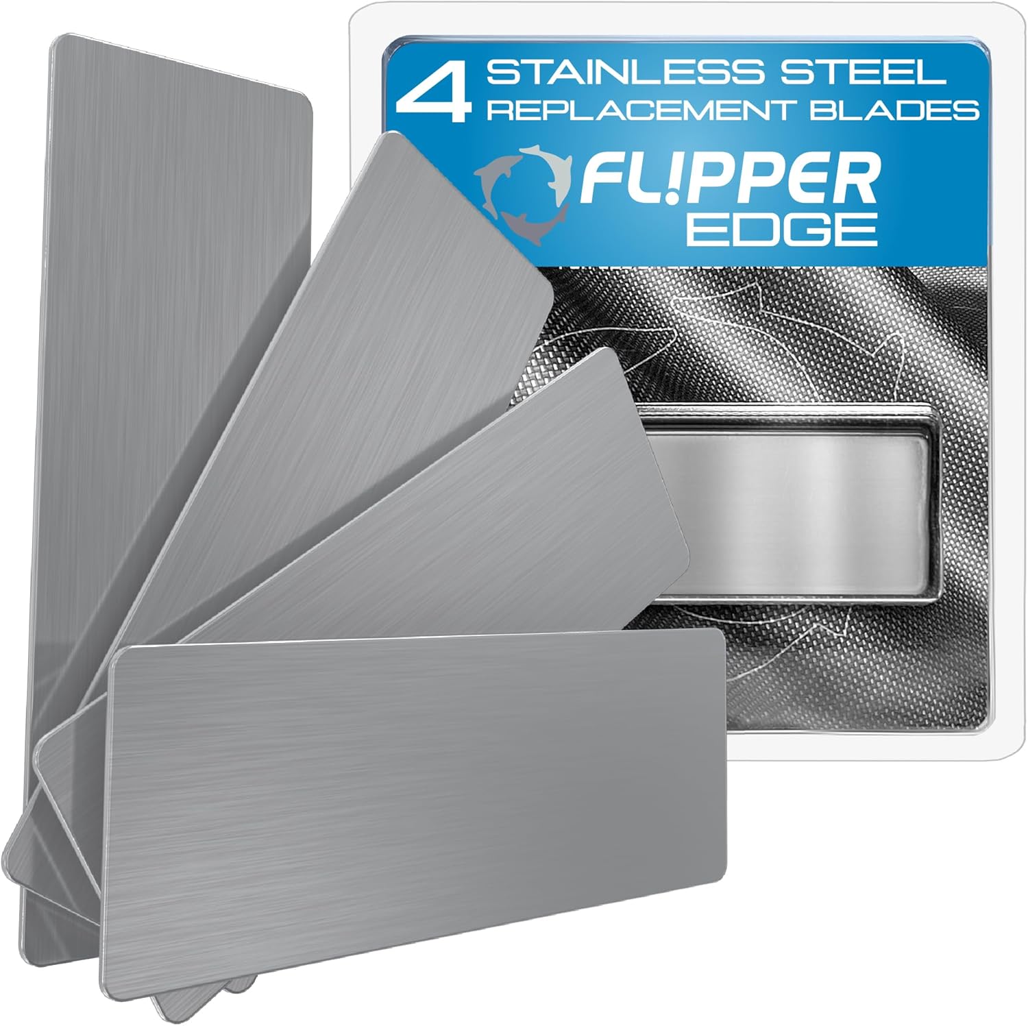 Flipper Aquarium Products Flipper Edge Standard Stainless Steel Replacement Blades 4 Pack Replacement Blades