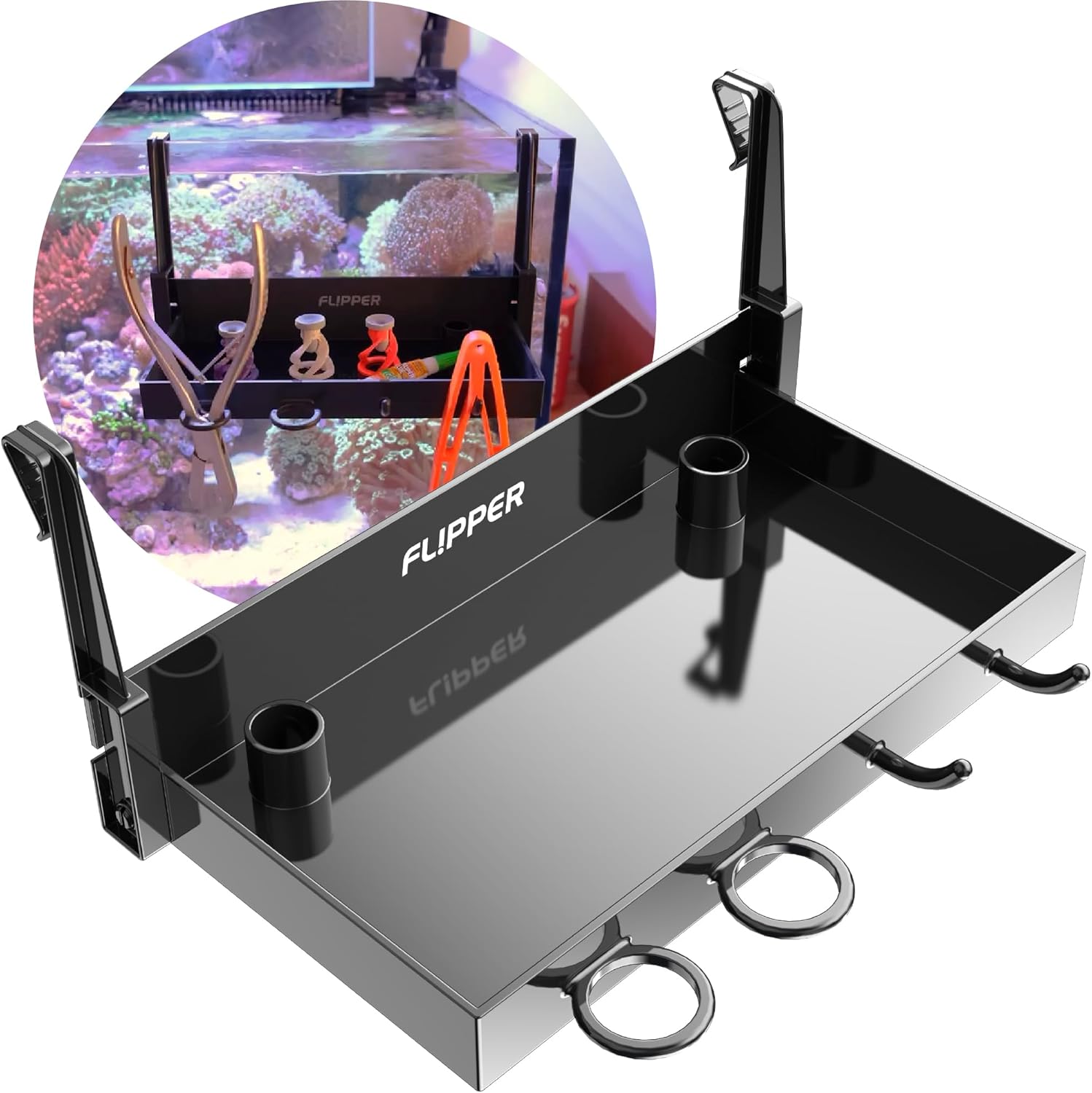Flipper Aquarium Products Flipper Tank Buddy Workspace and Utility Tray for Rimless Aquariums