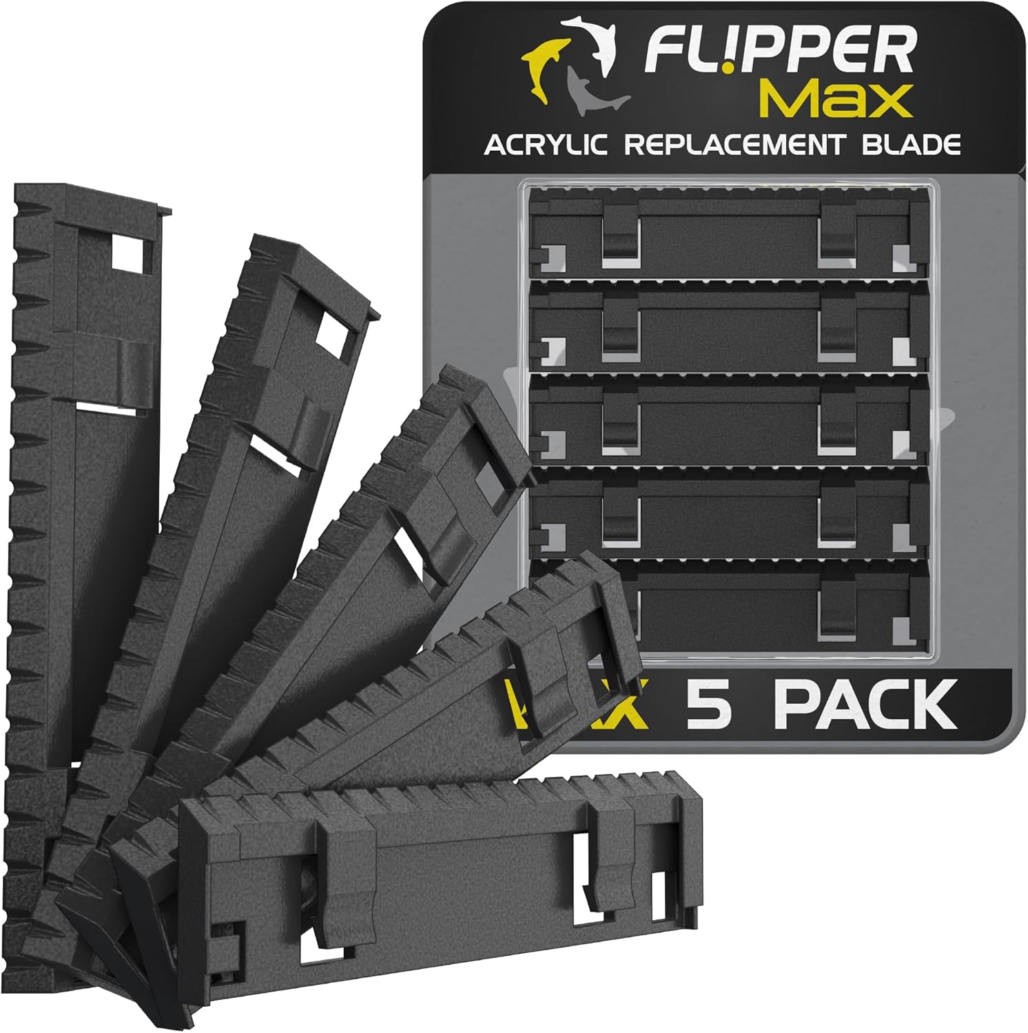 Flipper Aquarium Products Flipper MAX ABS Replacement Blades Straight Edge 5 Pack - Acrylic Tanks Replacement Blades