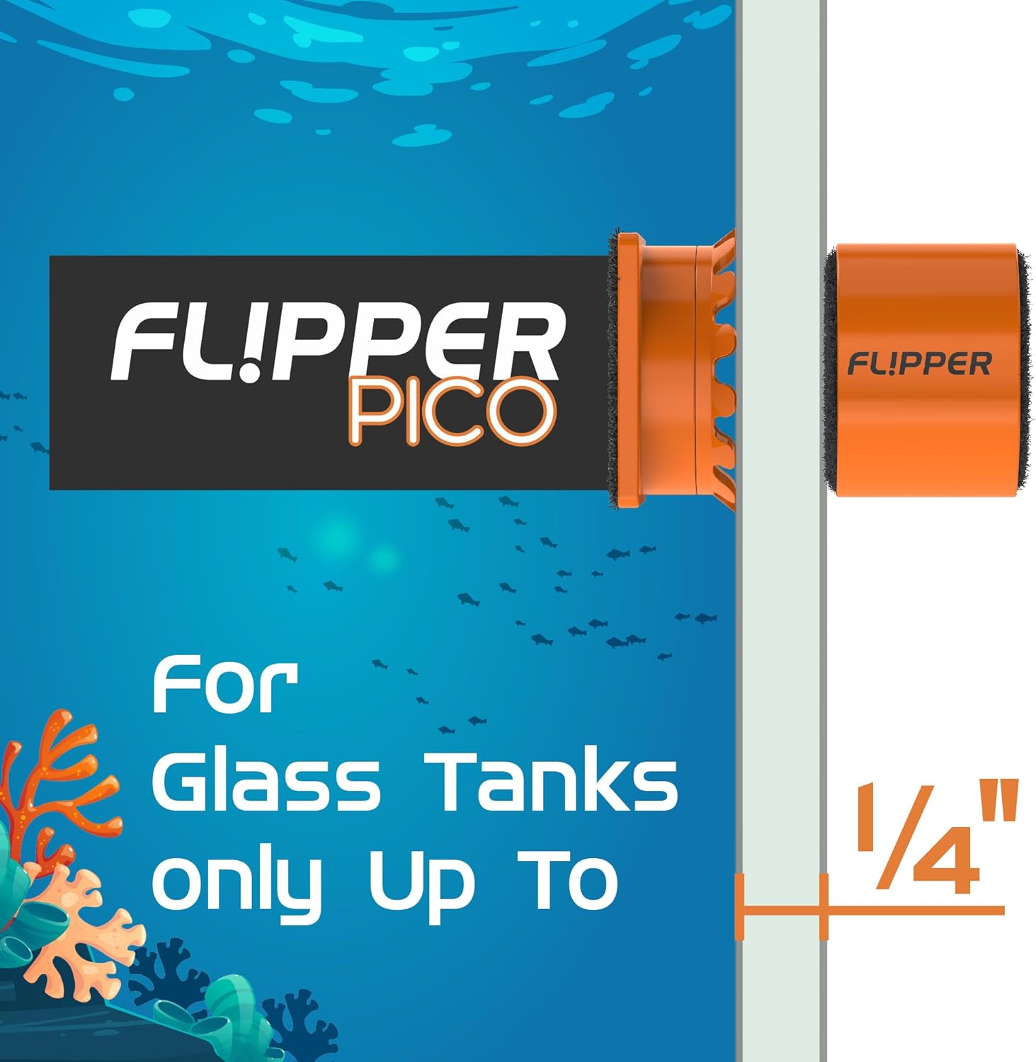 Flipper Aquarium Products Flipper Pico 2-in-1 Magnetic Aquarium Cleaner Magnet Scrubber