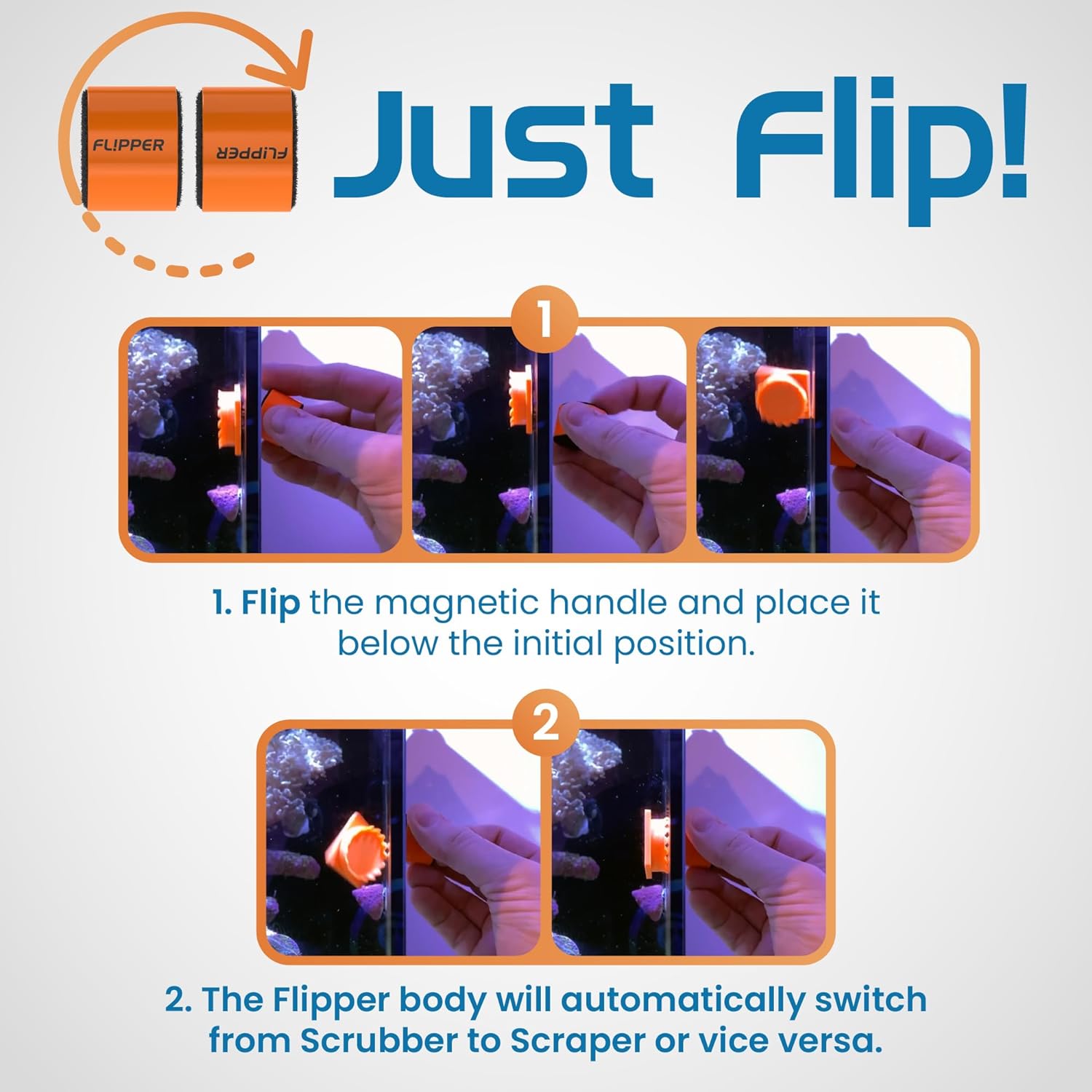 Flipper Aquarium Products Flipper Pico 2-in-1 Magnetic Aquarium Cleaner Magnet Scrubber