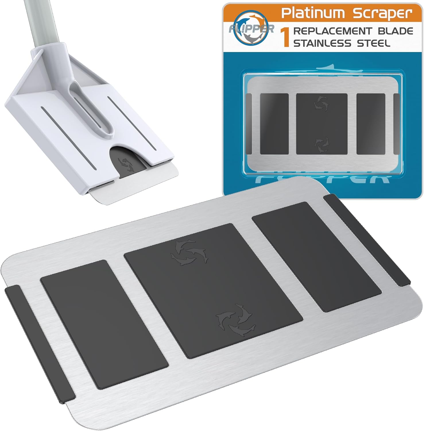 Flipper Aquarium Products Flipper Platinum Credit Card Aquarium Algae Scraper Stainless Steel Blades Replacement Blades