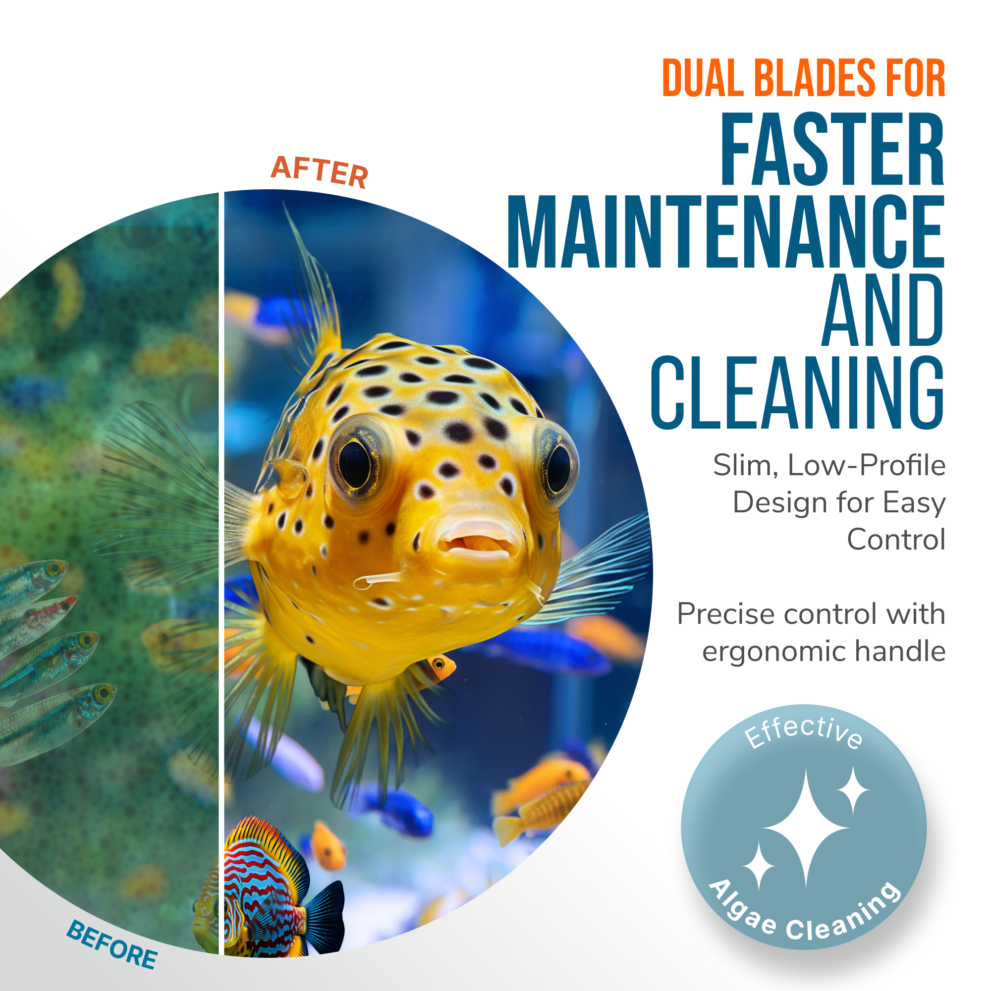 Flipper Edge Limited Edition Clownfish 2 in 1 Floating Magnetic Aquarium Algae Cleaner (MAX)