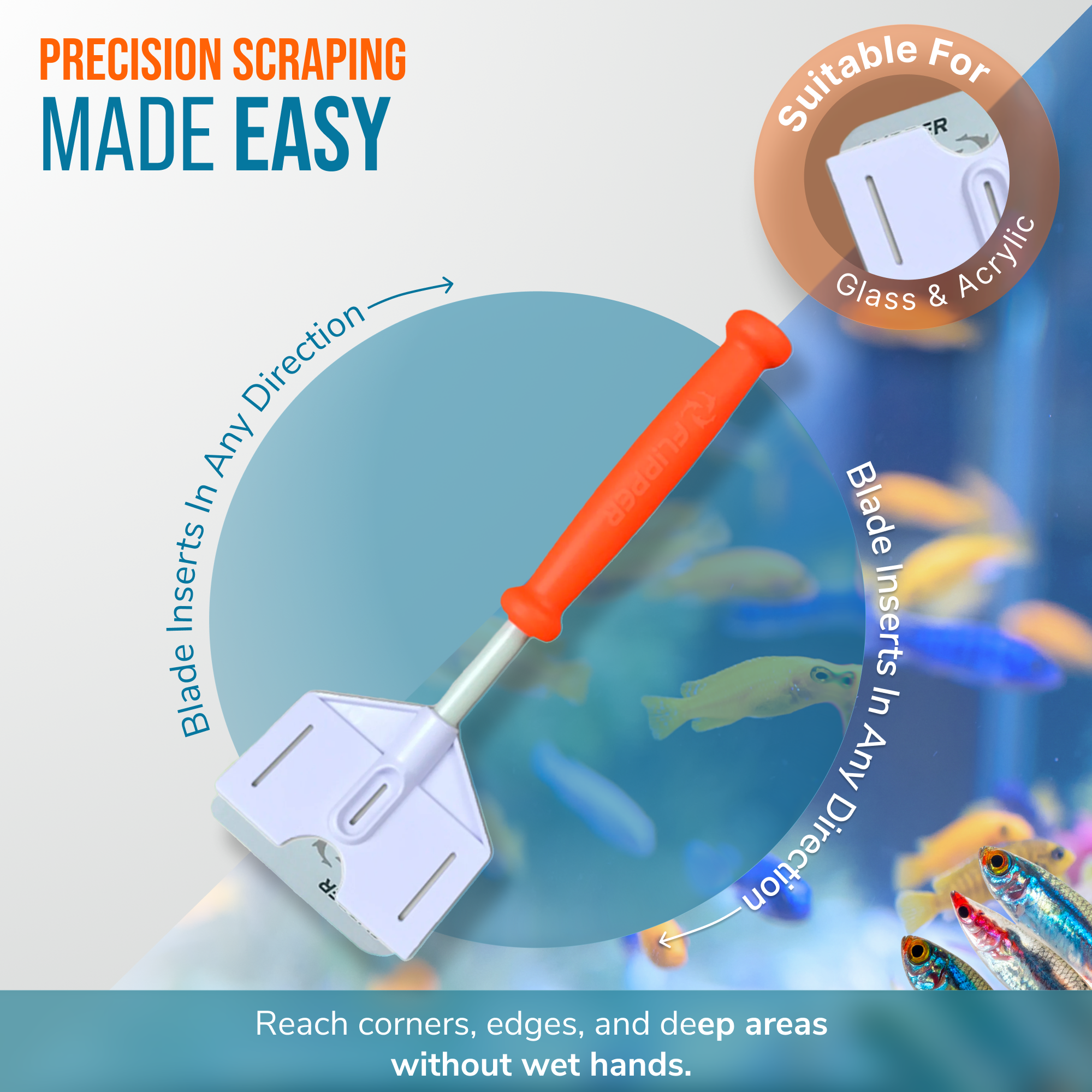 Flipper Platinum Aquarium Algae Scraper - 10"