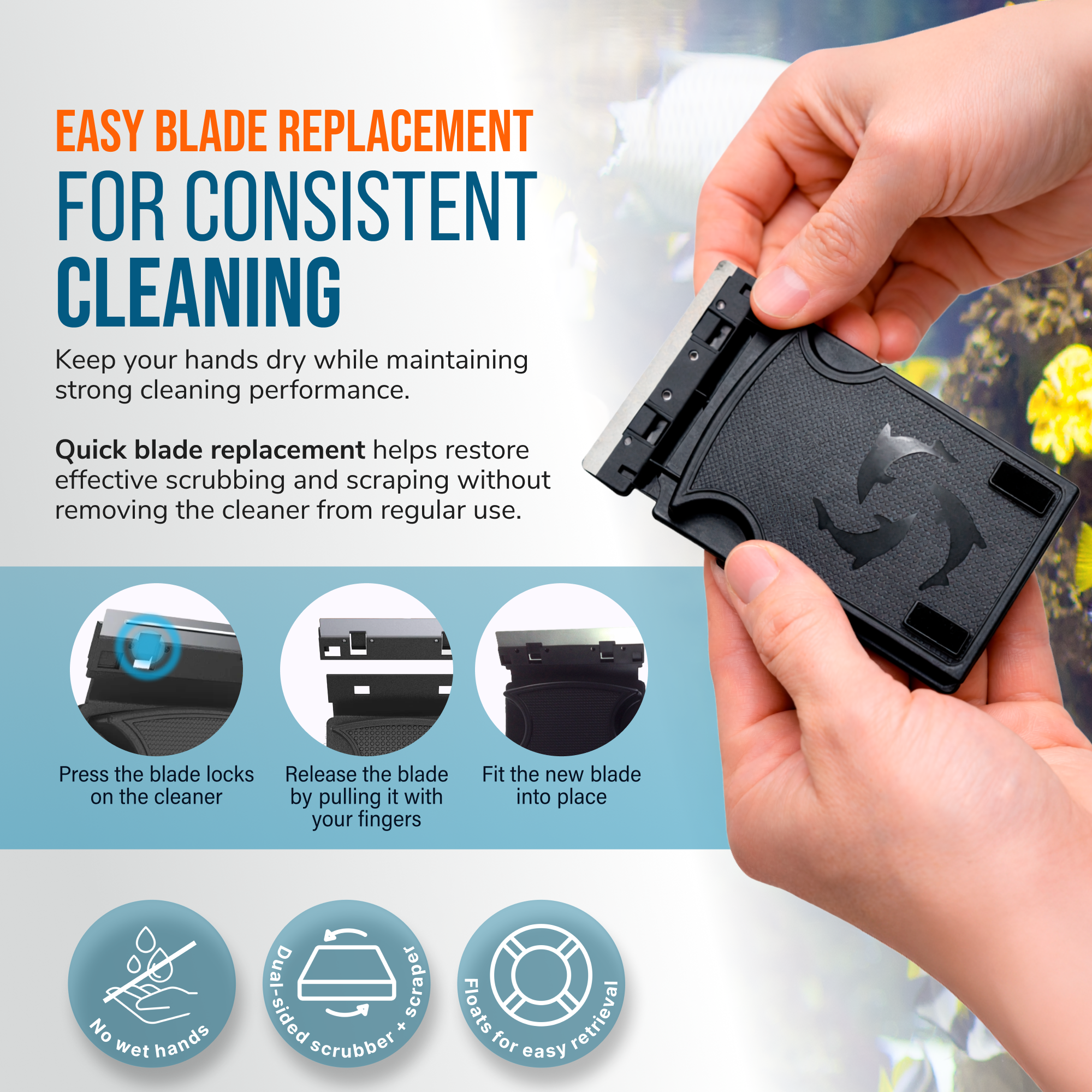 Flipper Nano Aquarium Cleaner Stainless Steel Replacement Blades 2 Pack