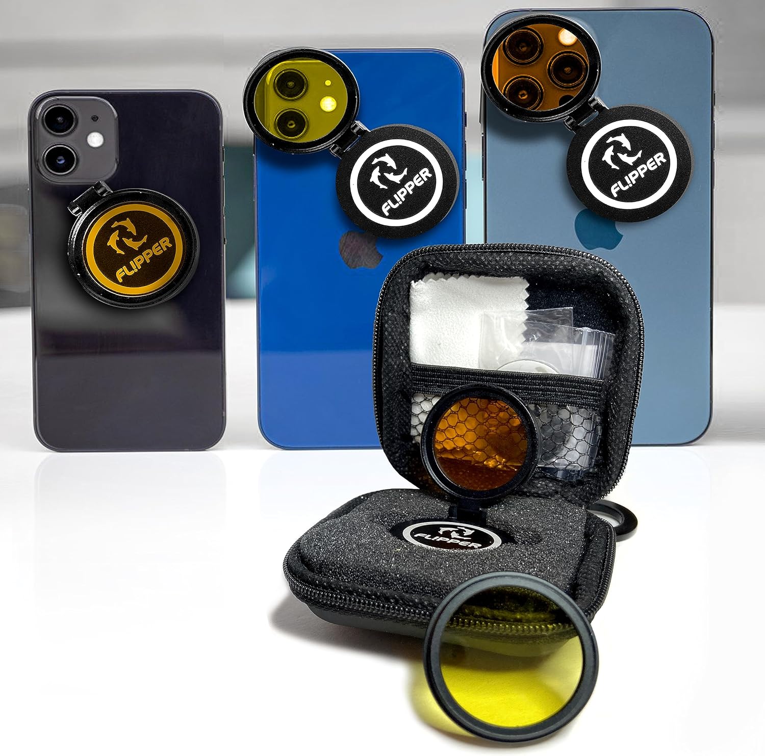 Flipper Flip-Kick Phone Filter Aquarium Reef Lens with Orange and Yellow Lenses